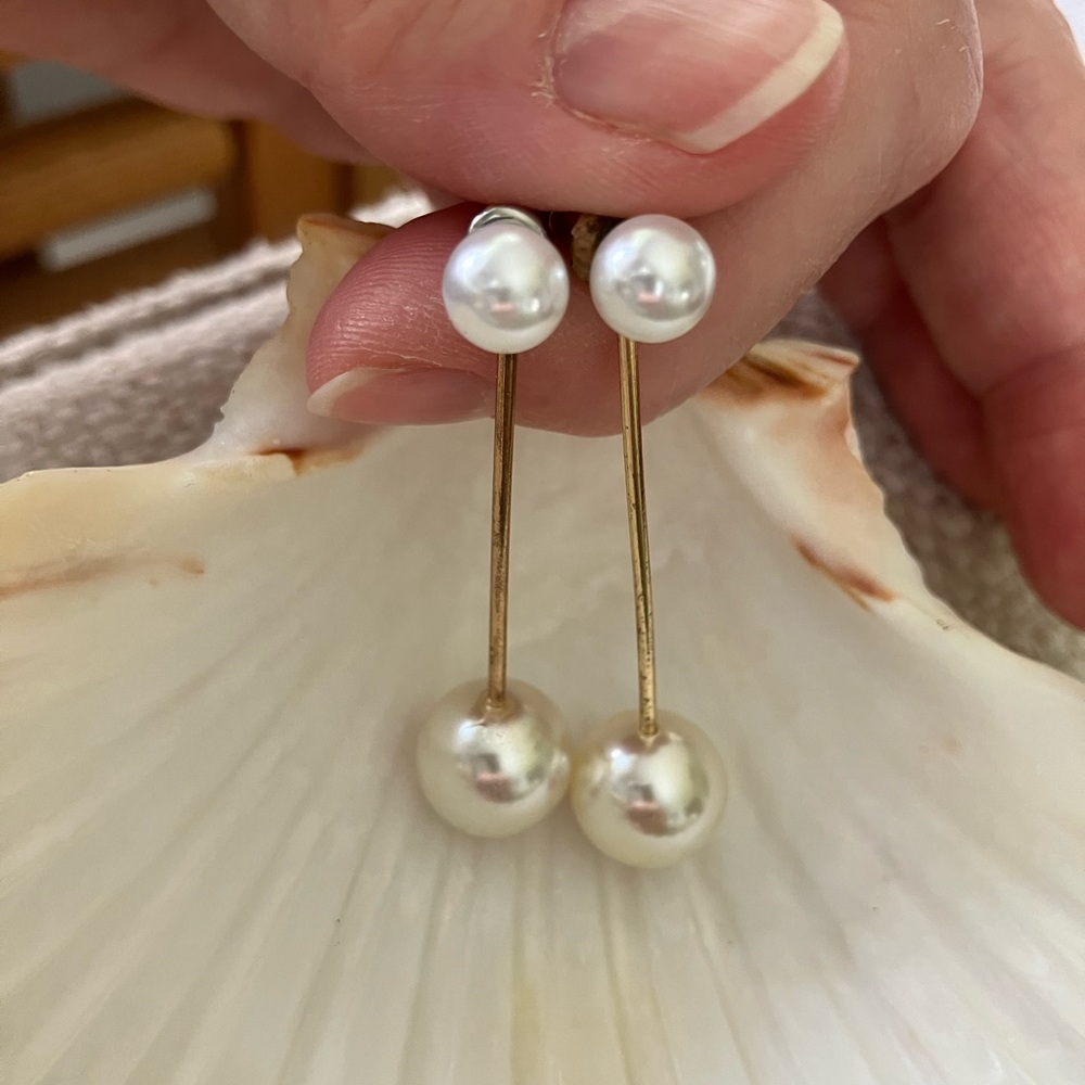 Gold and Faux  Pearls Dangle Earrings